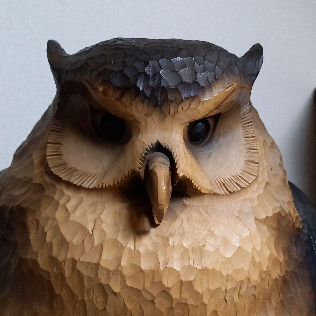 シマフクロウ木彫り