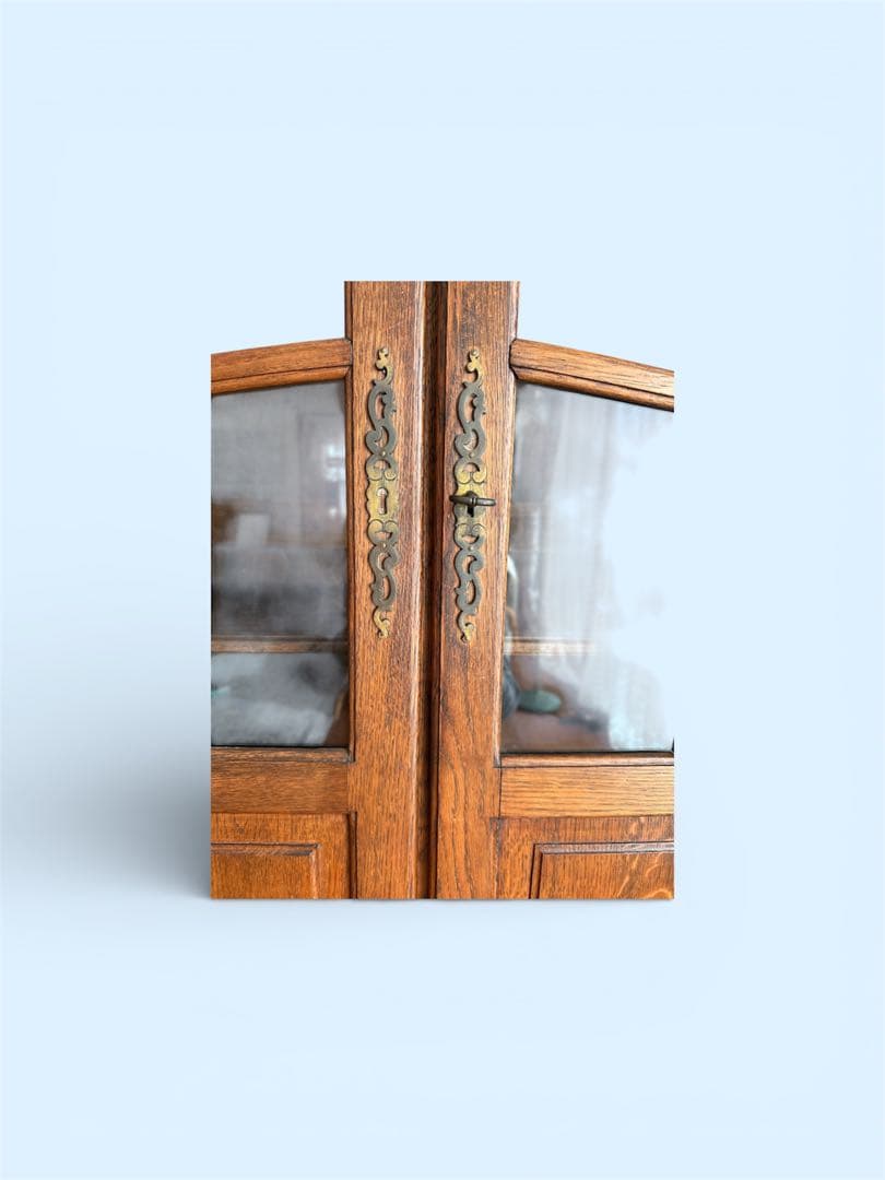 極美品　フランスアンティークガラスキャビネット　イギリスアンティーク　ネコ脚