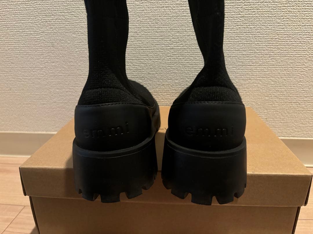 emmi ecoニットブーツ ソックスブーツ24 BLK