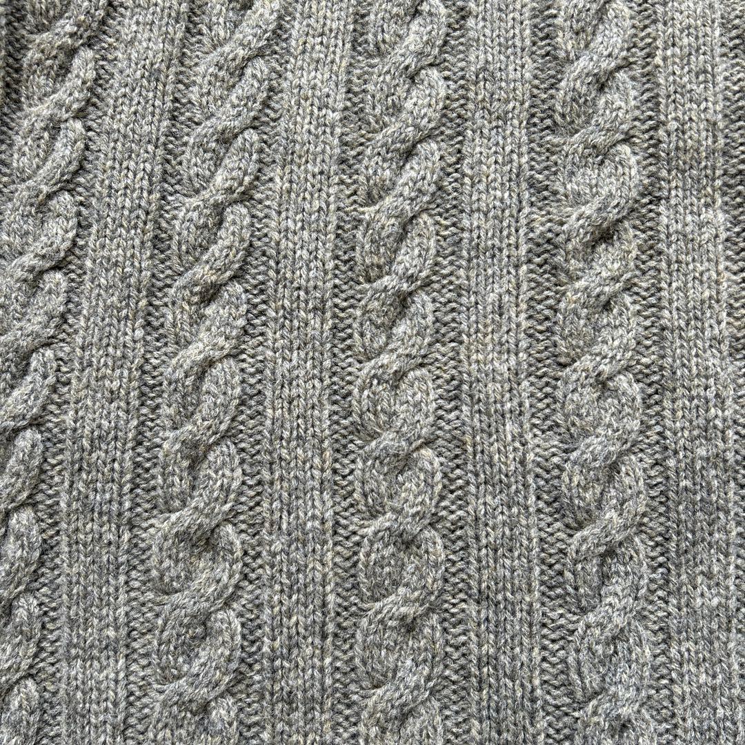 【美品】INVERALLAN ケーブルニット カーキ系 36サイズ 英国製