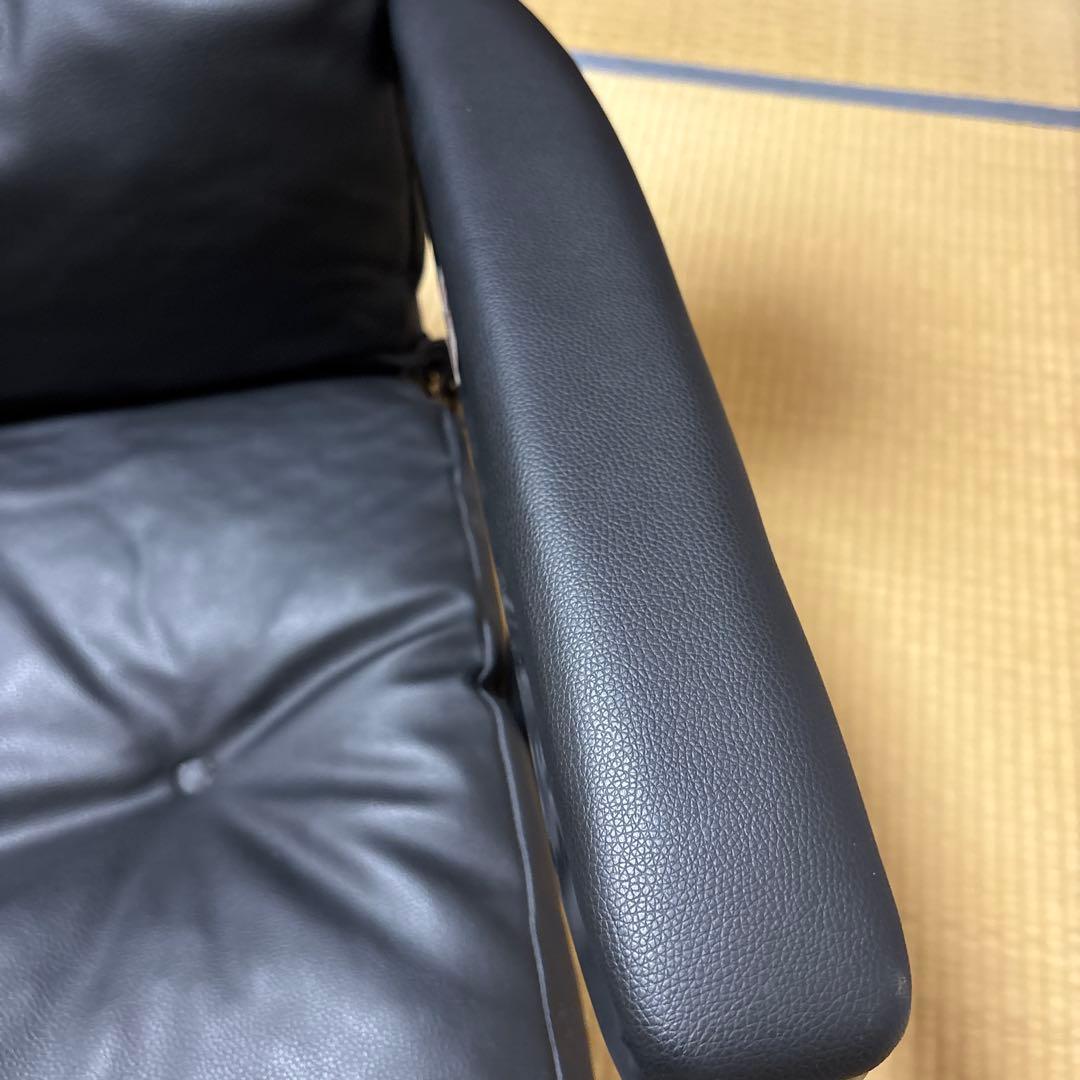 【美品】リクライニングチェア ブラック 合成皮革　1人掛け　折りたたみ