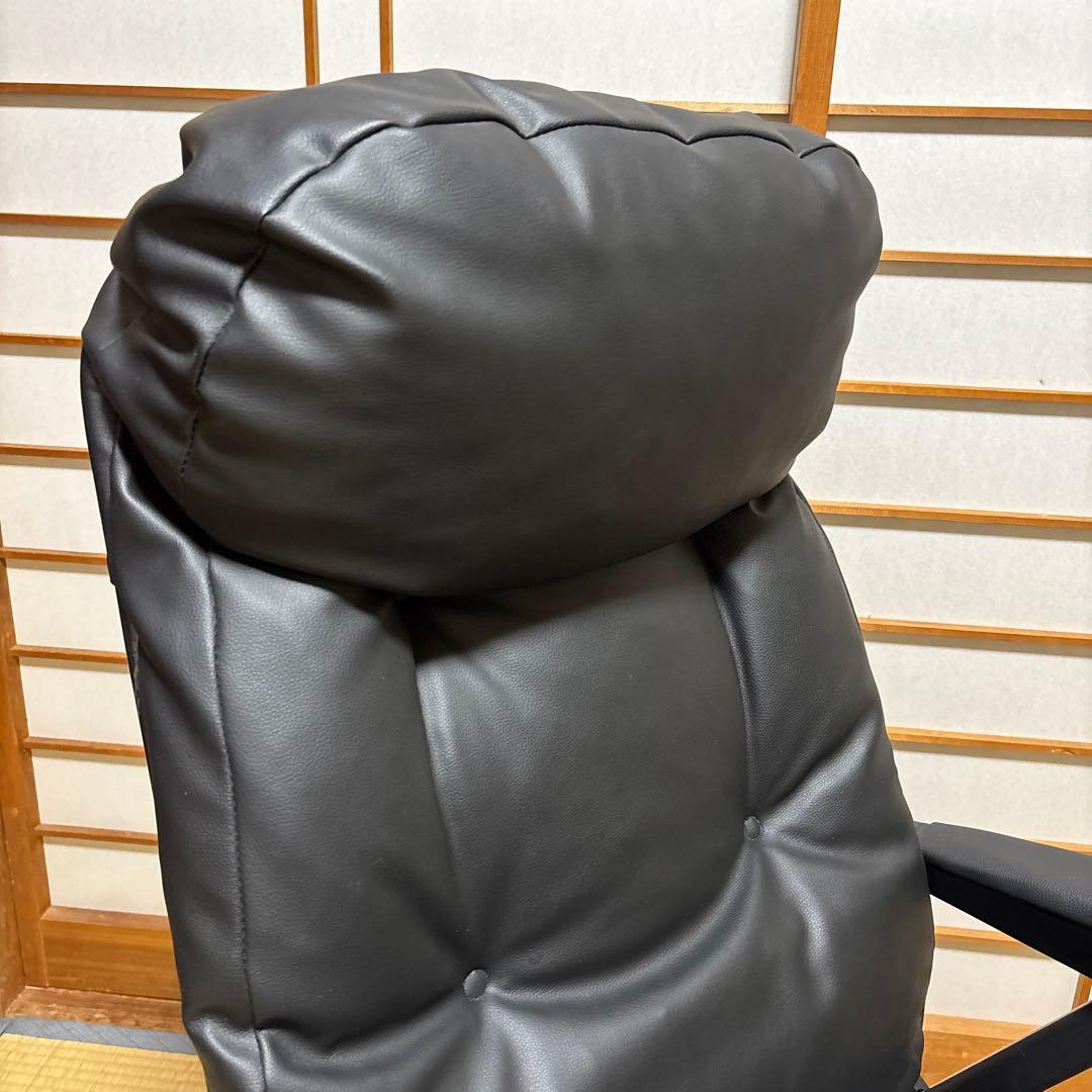 【美品】リクライニングチェア ブラック 合成皮革　1人掛け　折りたたみ