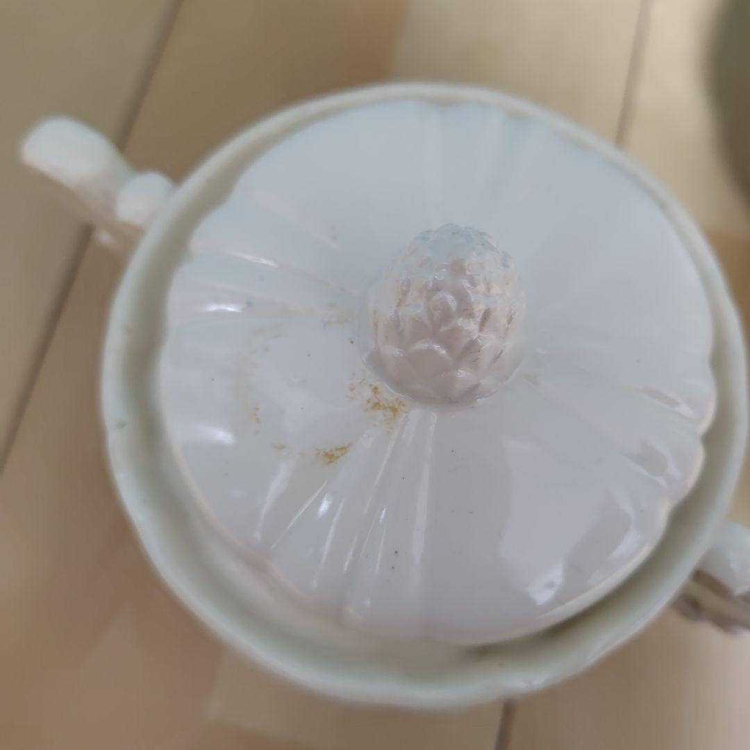 サルグミンヌ　花リム　ポット＆シュガーポット セット　アンティーク