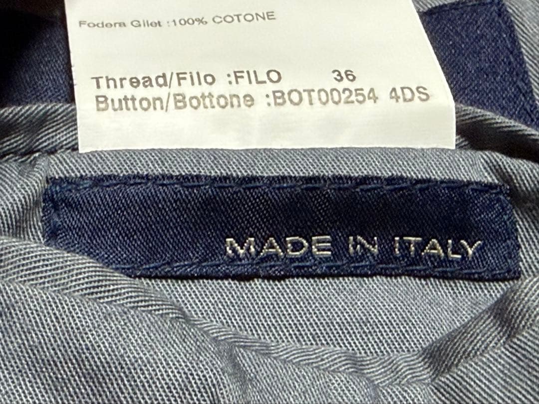 【美品】 LARDINI ウール素材ジレ46イタリア製(グレーブラウンチェック)