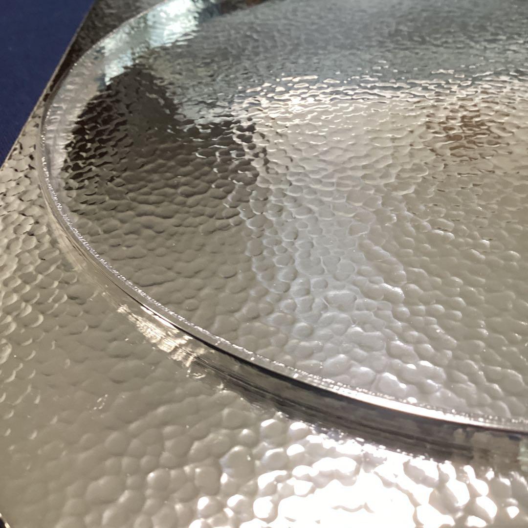 銀メッキ槌目四方八寸「内丸淵高」　9客　新品未使用　　　重さ370g