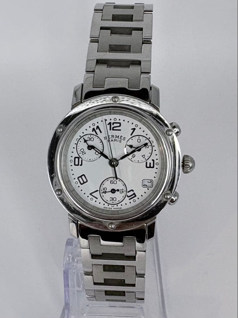 新品電池　エルメス HERMES クリッパー CL1.310 クロノグラフ