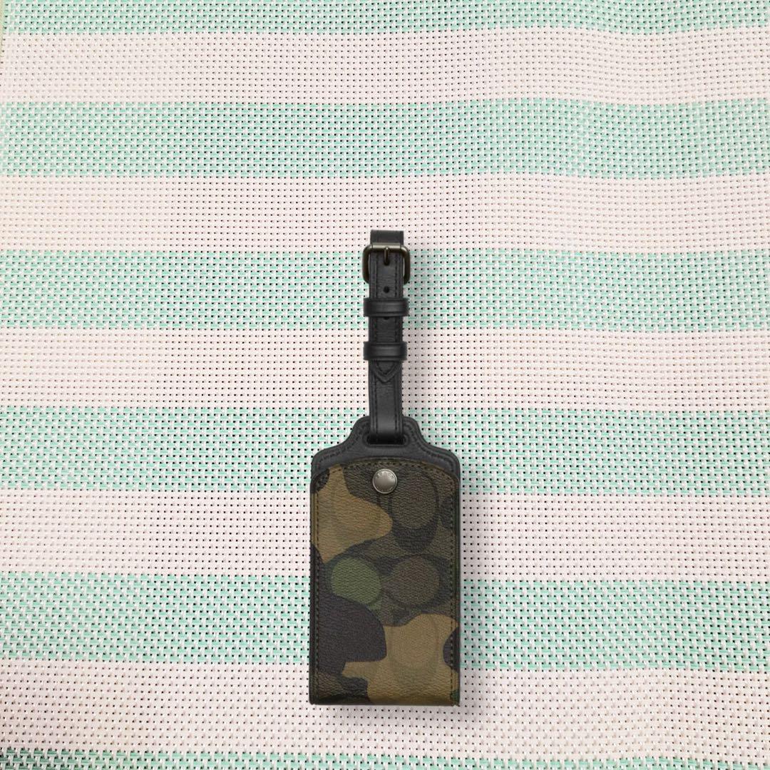 ☆期間限定品☆COACH ネームタグ シグネチャー ラゲッジタグ グリーンマルチ