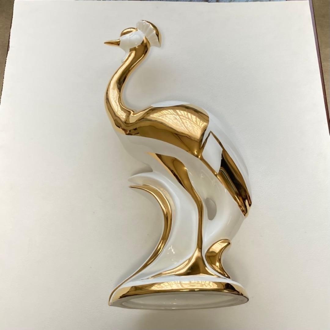 AHURA⁇ 鳥 置物 オブジェ ゴールド 金彩 白磁 陶磁器 レトロ
