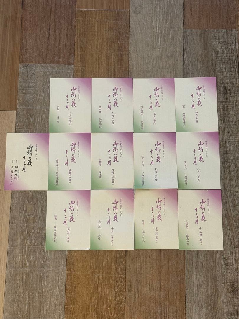 桑野睦子 造 御所の花 十二ヶ月 茶碗 十二ヶ月揃 共箱 不動窯 茶道具