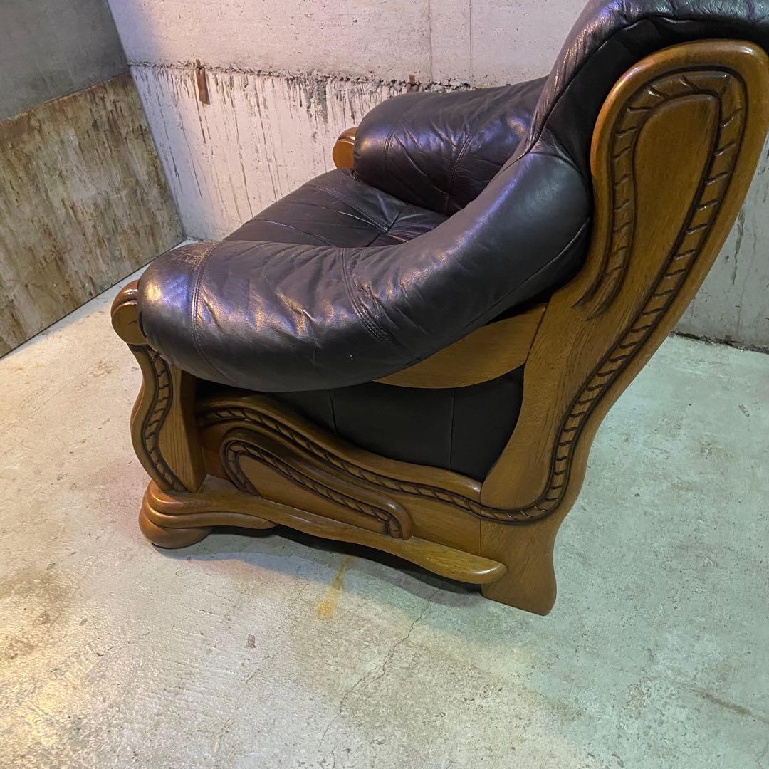 ドイツ製　ヴィンテージ　シングルソファ　本革　カントリー