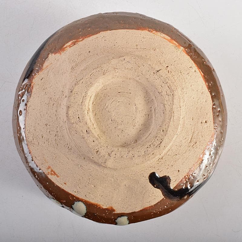 Mikan 　濱田庄司作　鉄釉　茶碗　仕覆付　共布共箱　V　R8790