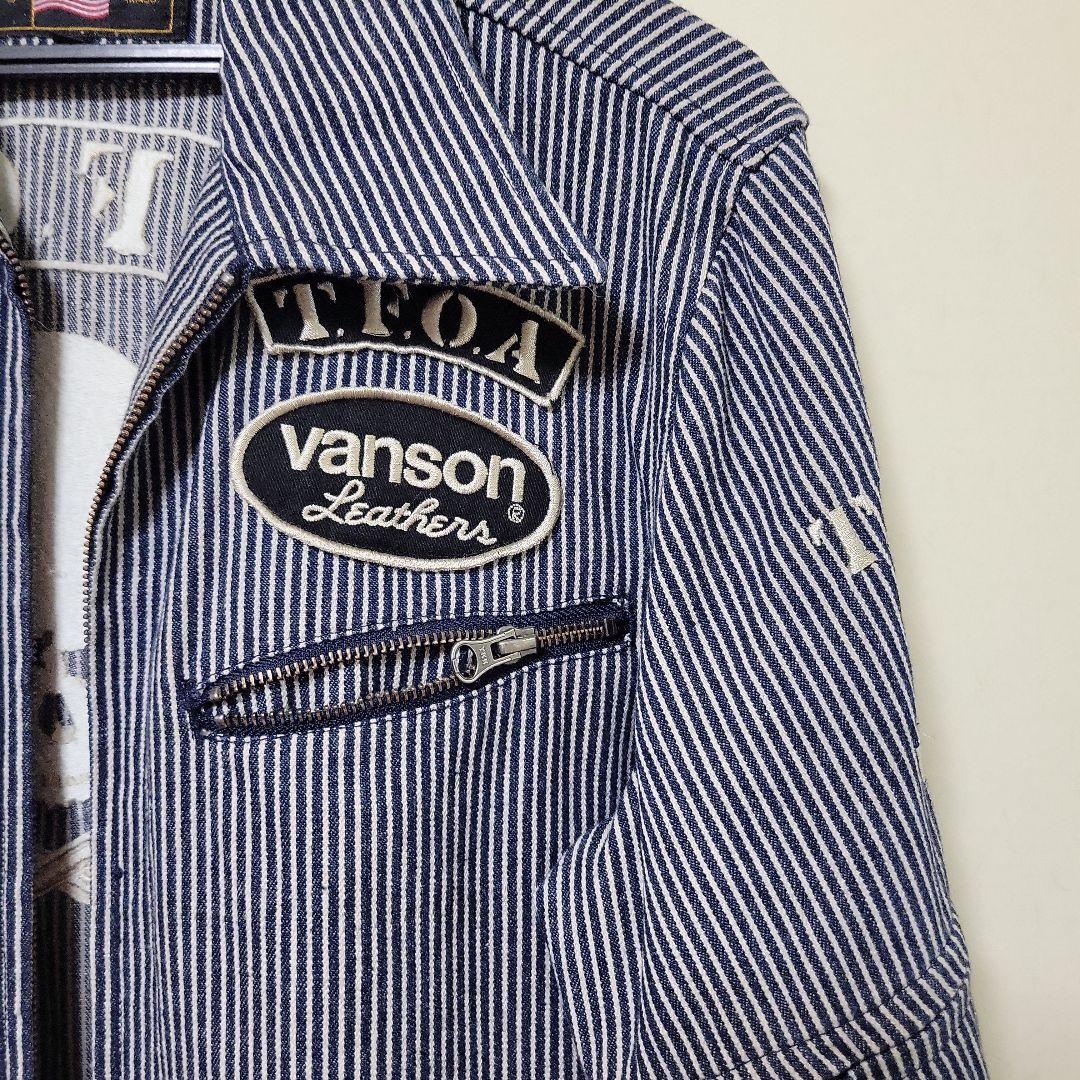 VANSON ストライプ オーバーオール