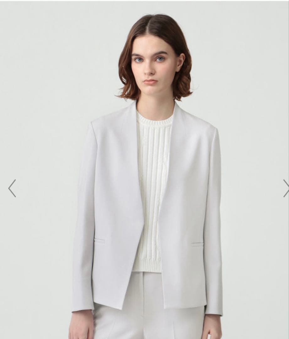 ホワイト ノーカラージャケット 036サイズ