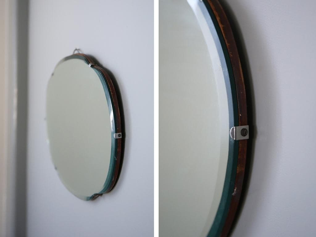 英国アンティーク壁掛けカッティングミラー/ベベルドミラー/鏡(92-58-1)