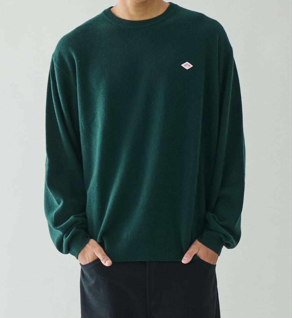 | DANTON｜ ラムウールクルーネックニットプルオーバー・・グリーン40
