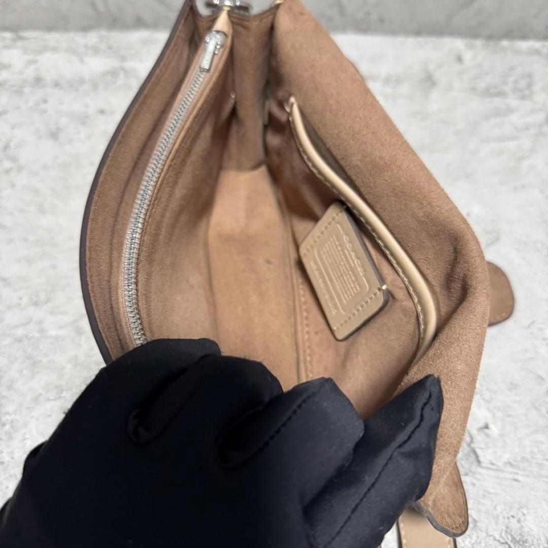 良品 コーチ ワンショルダーバッグ タビー20 PVC レザー ベージュ