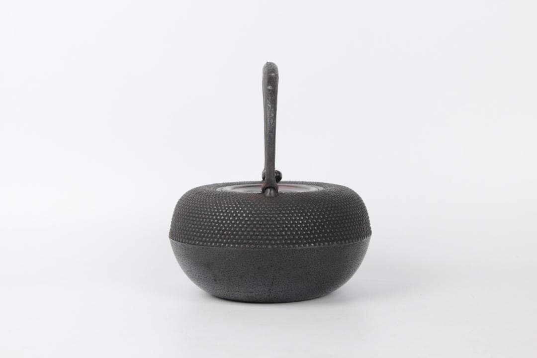 南部 保寿堂 銅蓋 銀口銀粒提手 1000ml 硬鉄 砂鉄 鉄瓶 FJ21-12