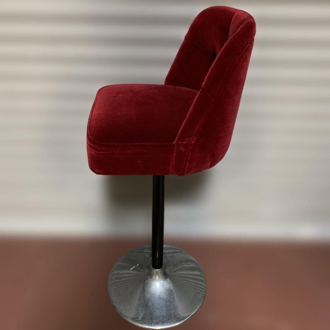 る*う様 赤ベルベット カウンターチェア おしゃれ 固定式 レトロ
