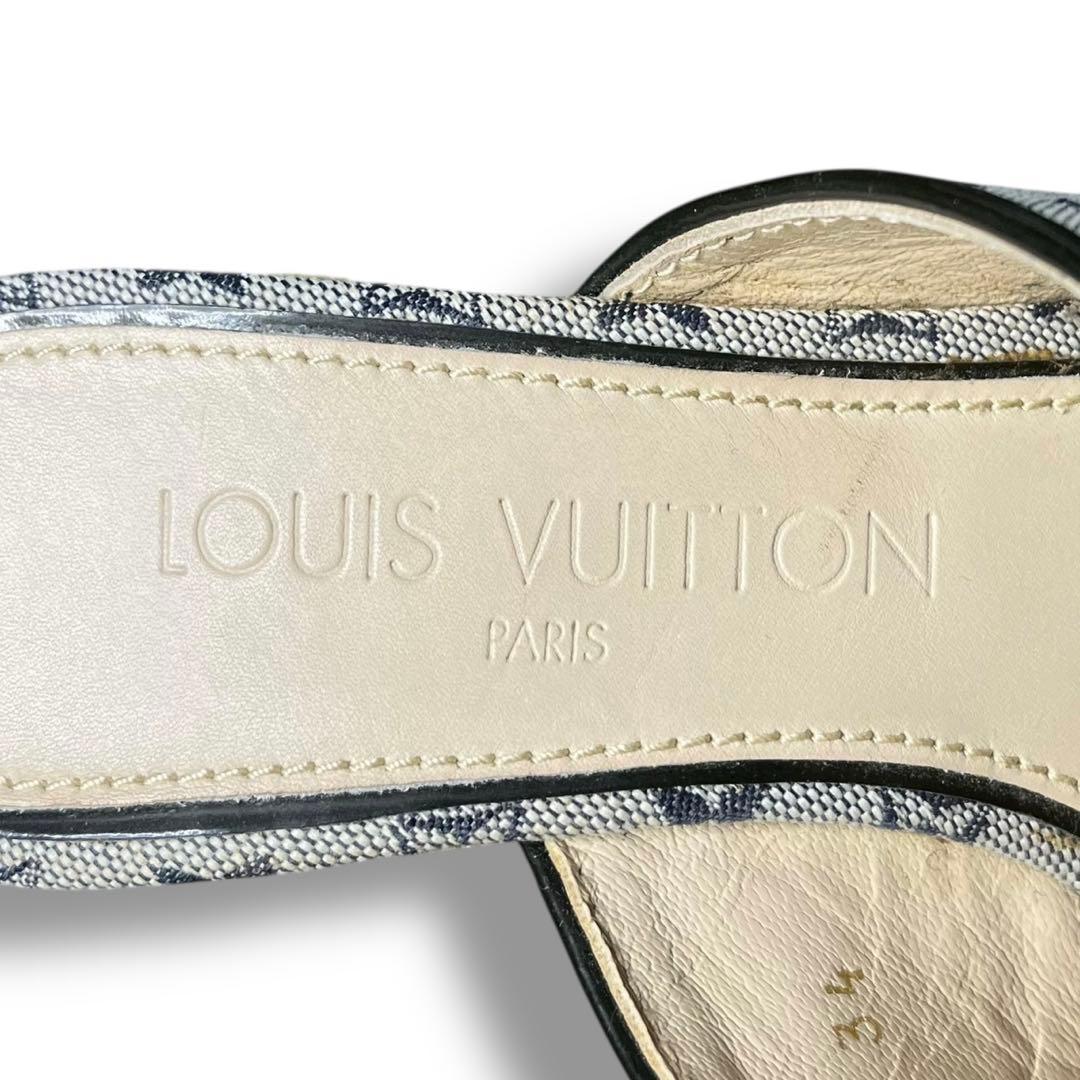 良品 ルイヴィトン モノグラム ヒール サンダル ミュール エスパドリーユ 21