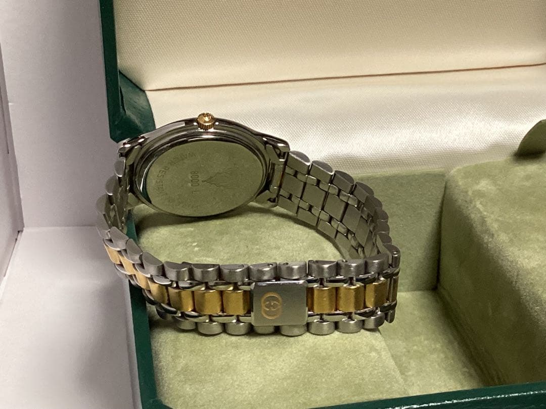 ほぼ美品グッチ動作品GUCCI アナログ時計 ゴールド/シルバー本物