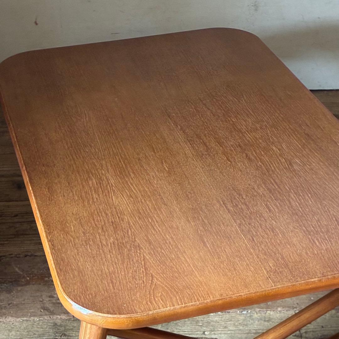 レトロ ヴィンテージ 折り畳み式 センターテーブル ラタン脚