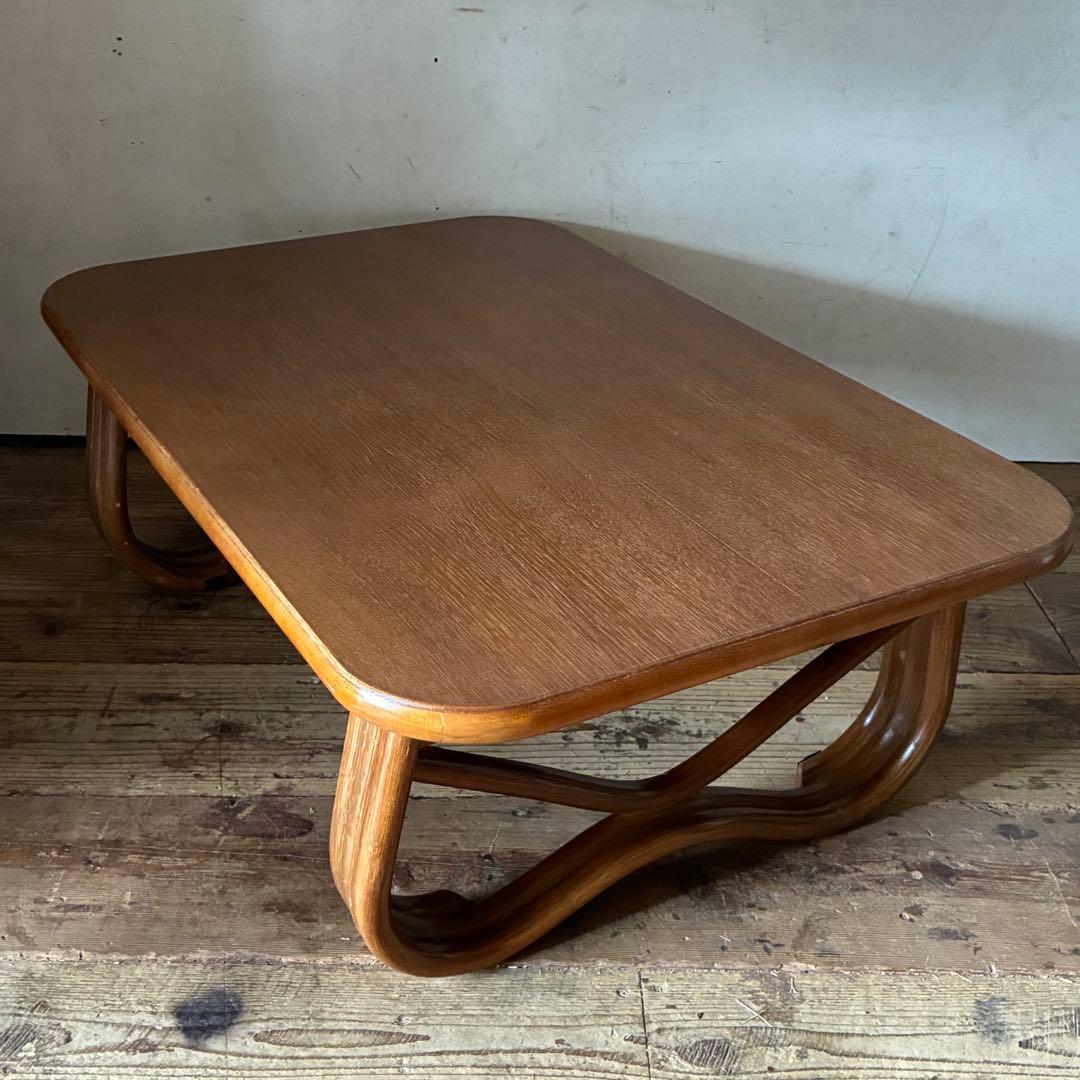 レトロ ヴィンテージ 折り畳み式 センターテーブル ラタン脚