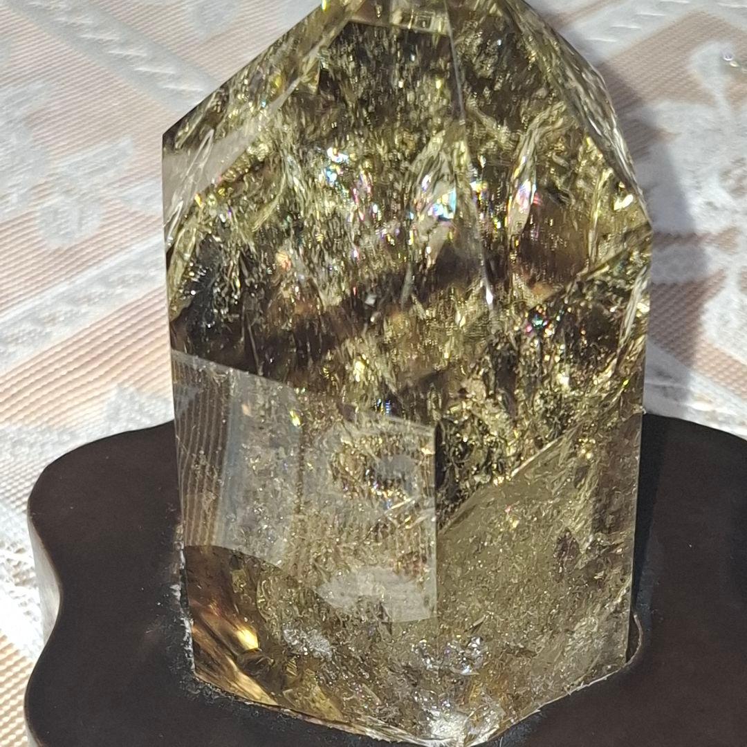 天然石✨️スモーキーシトリン　ゼウス　ポイント✨️虹ギラギラファントムあり台座付