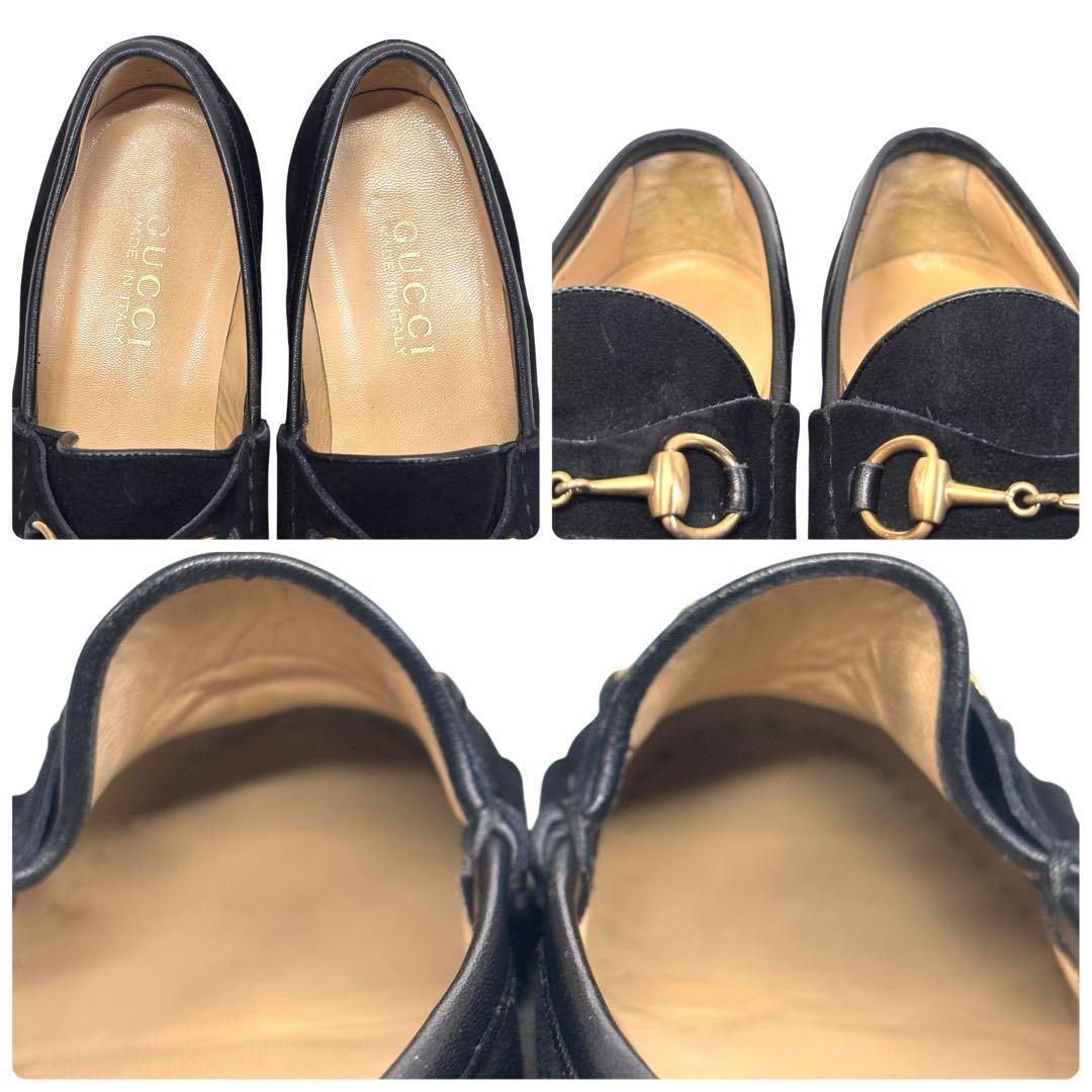 グッチ 6C 23 スエード ホースビット ローファー ブラック 黒