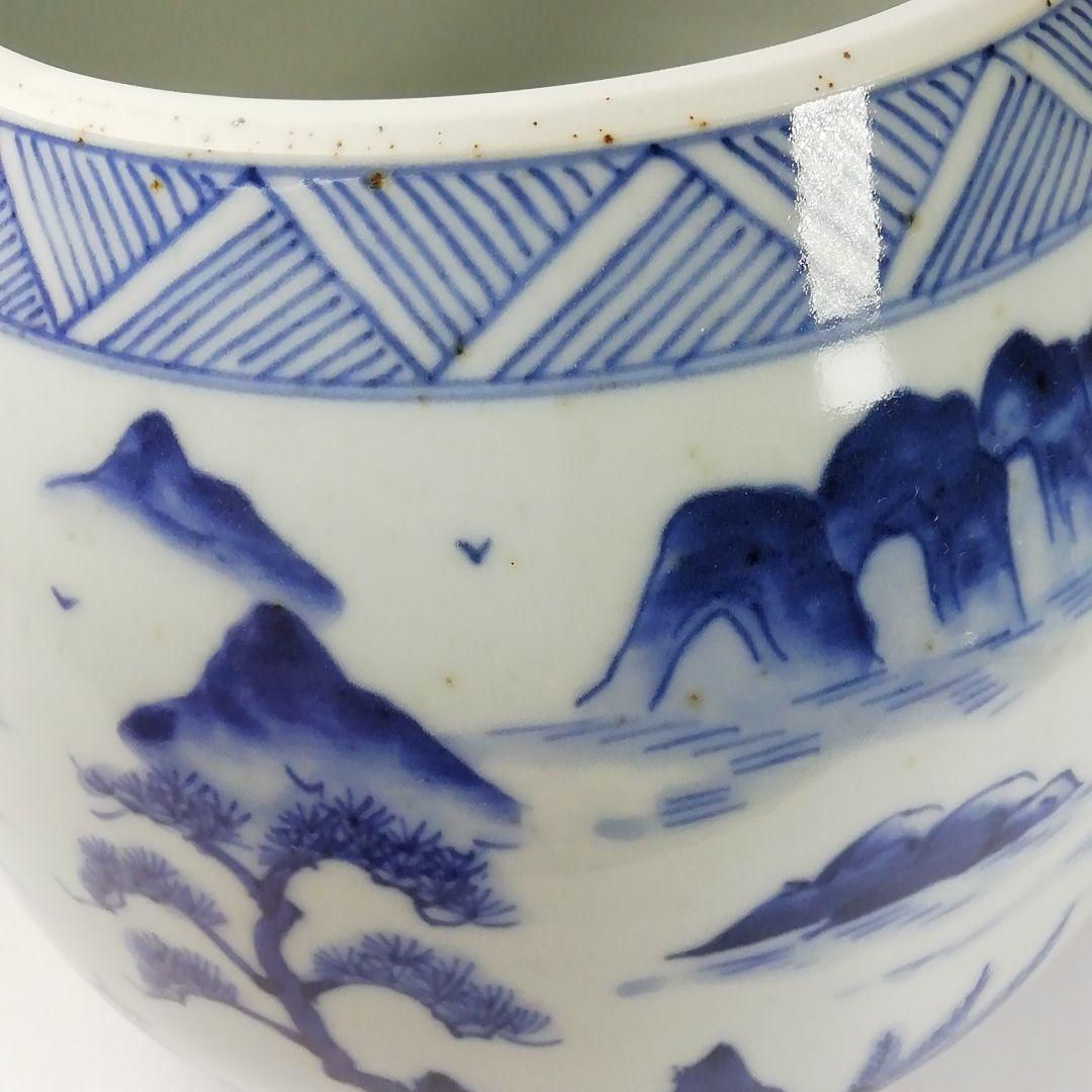 Ｔ１９６　水指　『染付芋頭　水指』『加藤和峰造』　共箱　茶道具