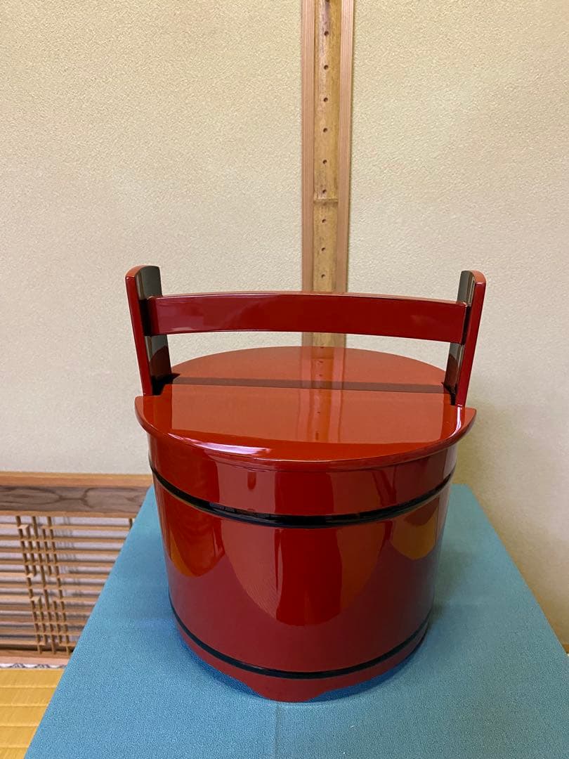 【本日限定】茶道具/手桶水指 豪秀(坂水秀雄)朱黒 輪島塗 茶器水指 工芸品