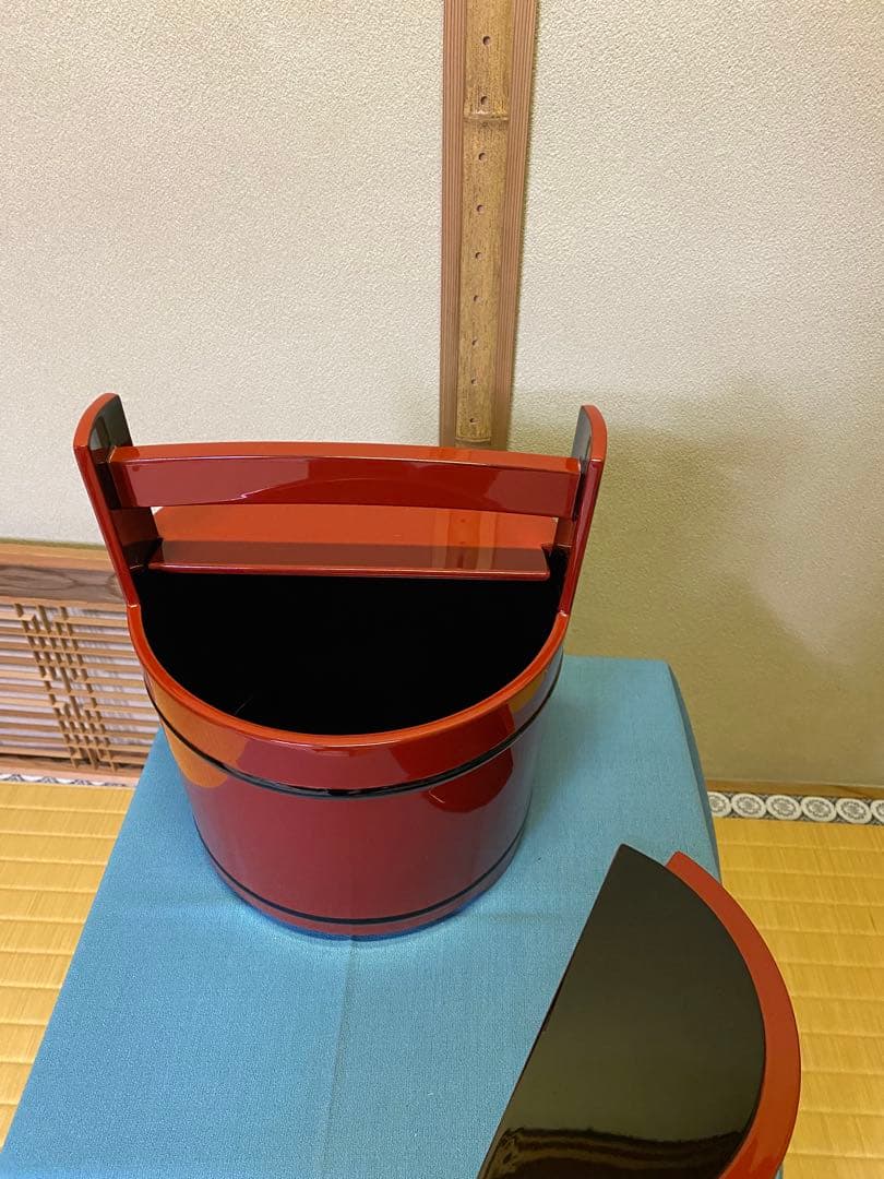 【本日限定】茶道具/手桶水指 豪秀(坂水秀雄)朱黒 輪島塗 茶器水指 工芸品