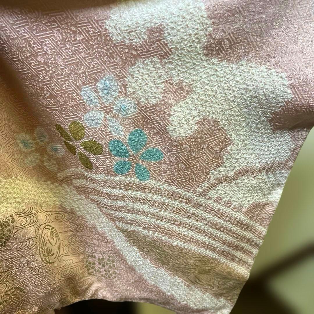 訪問着　絞り　刺繍　しつけあり　身丈165裄66