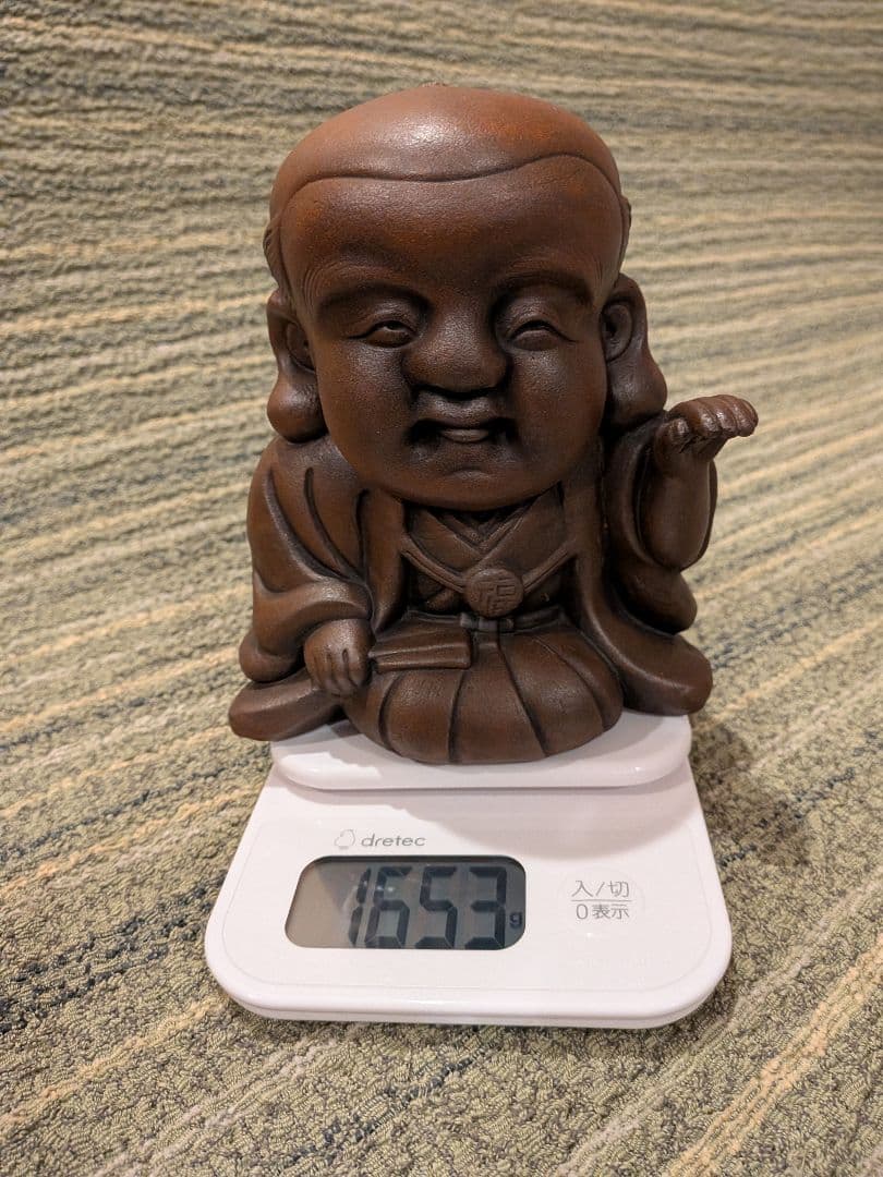 No.17備前焼福助人形の置物A2、古備前福助人形、縁起物、商売の神様・お守り、