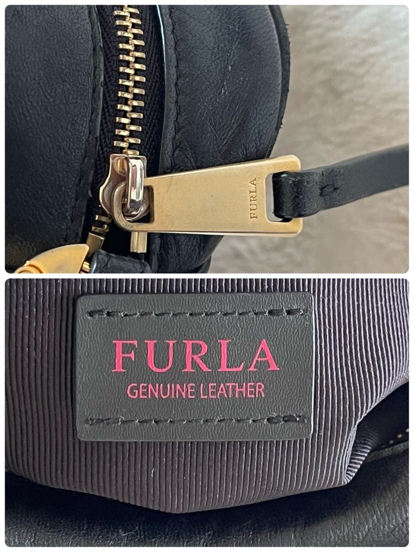 美品 FURLA レザー ショルダーバッグ 2way コメタ キルティング 黒