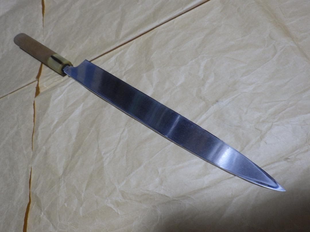 て*虫様 京都/有次★特製/柳刃刺身包丁刃渡尺0寸/白鋼★水牛柄・手研ぎ済み