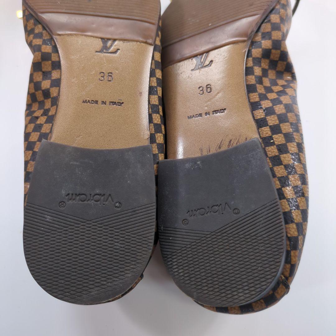 ルイヴィトン ダミエ 金具 バレエシューズ フラットシューズ ローファー 美品