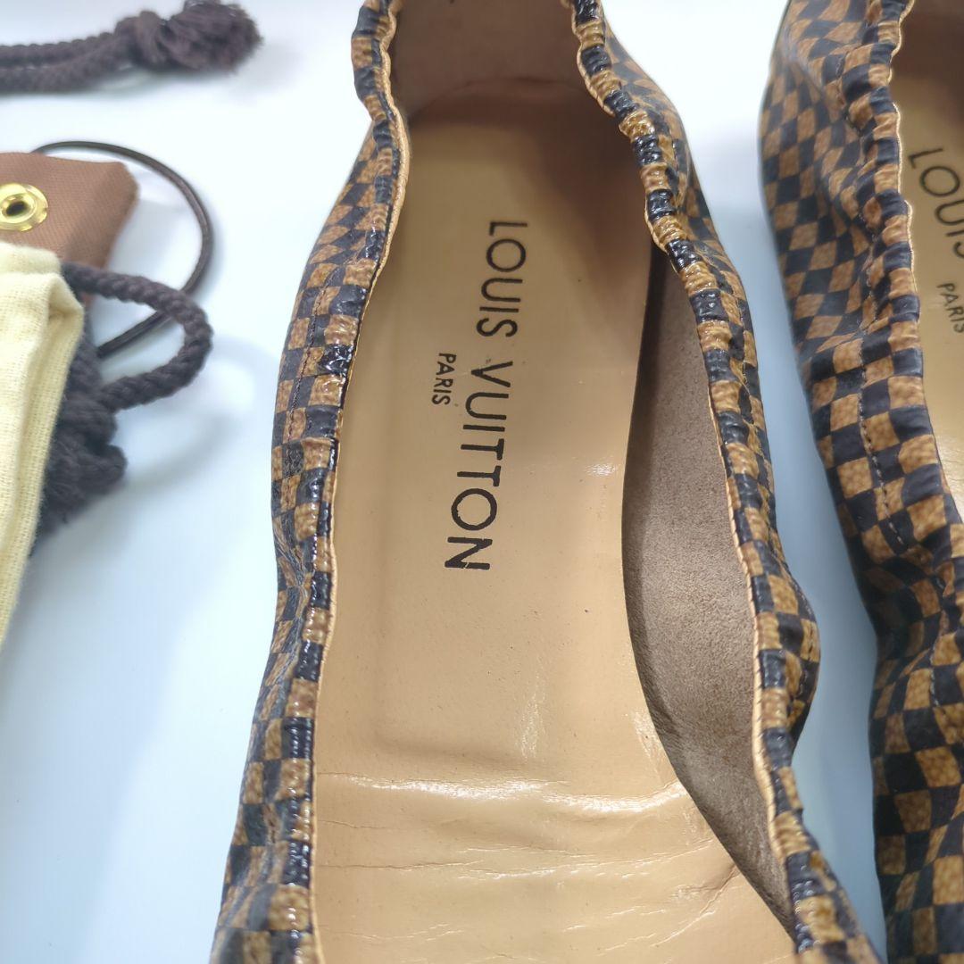 ルイヴィトン ダミエ 金具 バレエシューズ フラットシューズ ローファー 美品