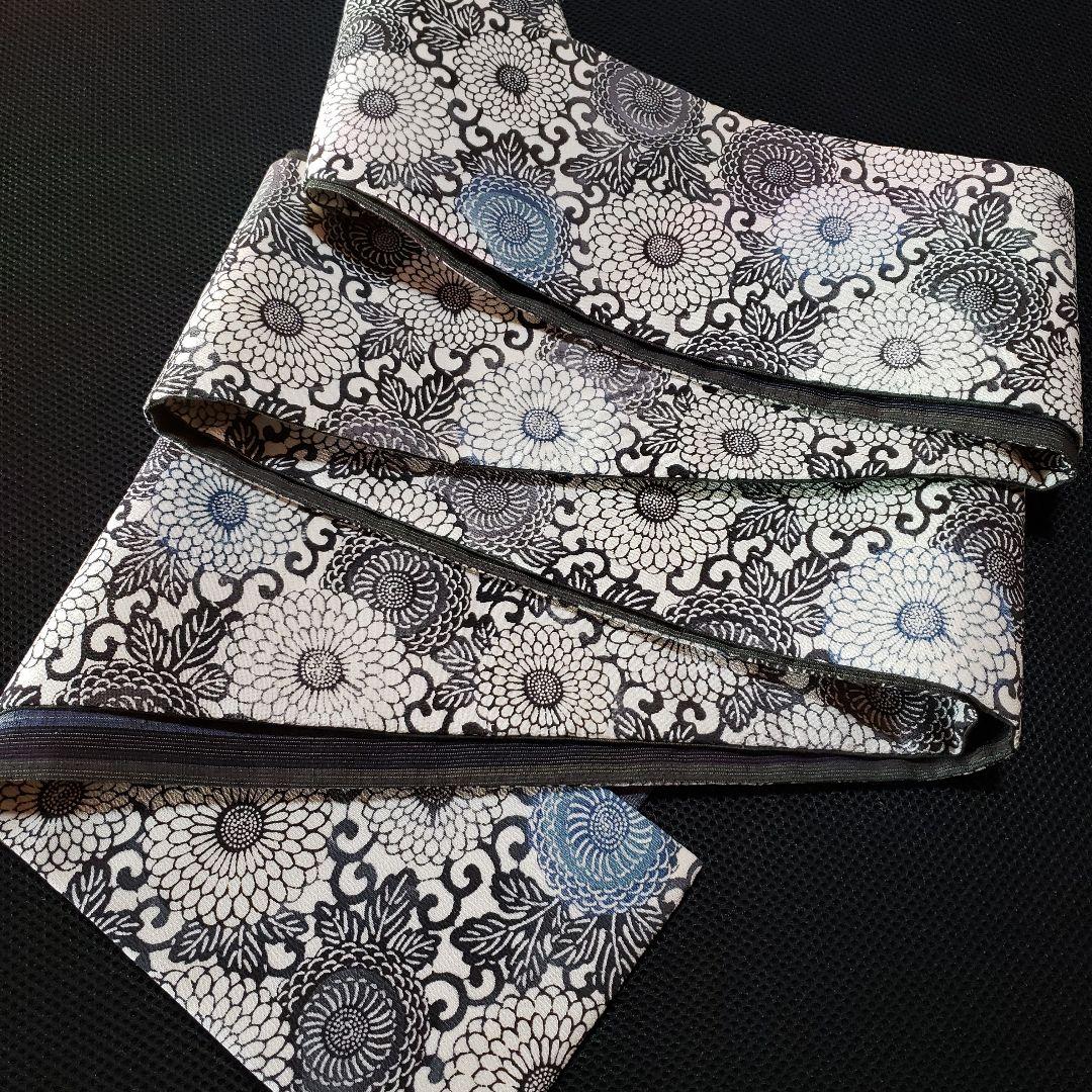 半幅帯 正絹手差し紅型調 名匠秀逸極上織紬 正絹リバーシブル