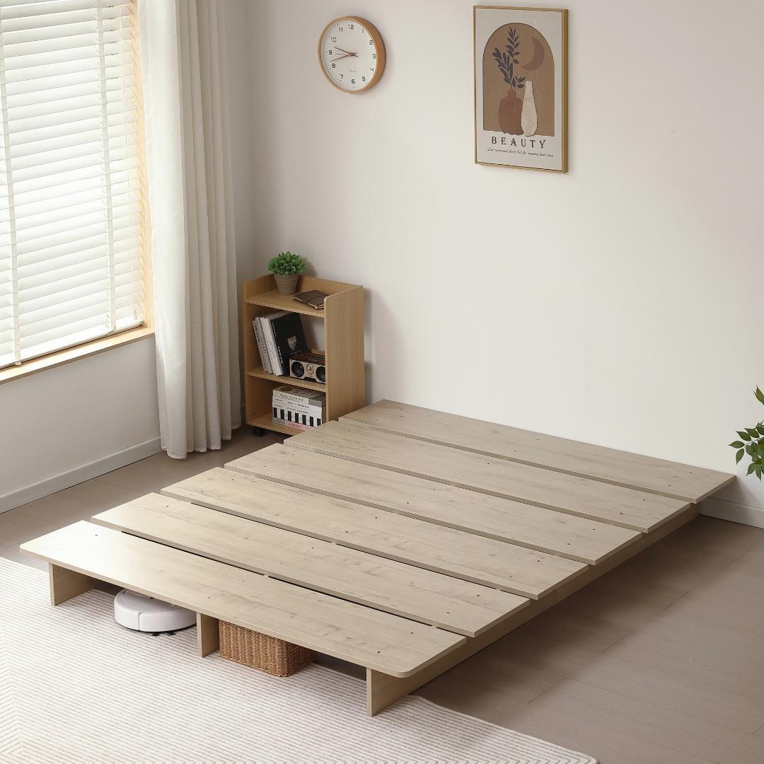 【幅120cm】ベッド　脚付き　木目調　コンパクト　NATURAL