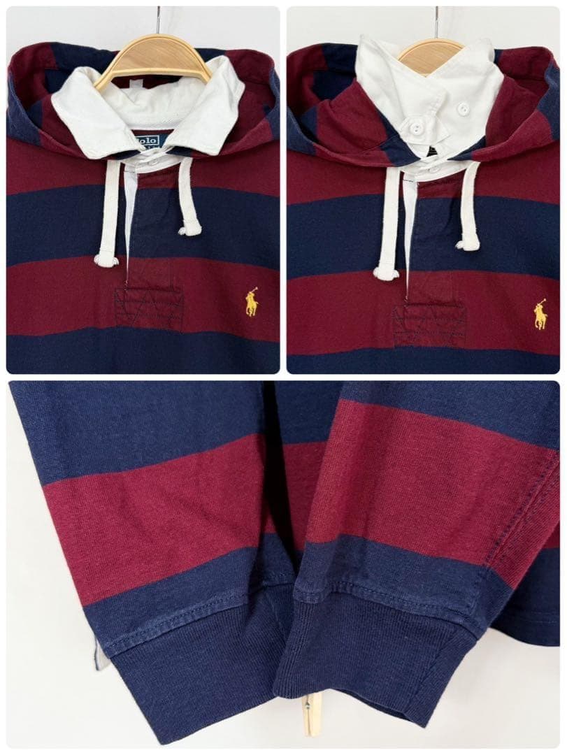 POLO Ralph Lauren ボーダーフード付 ラガーシャツ S87b