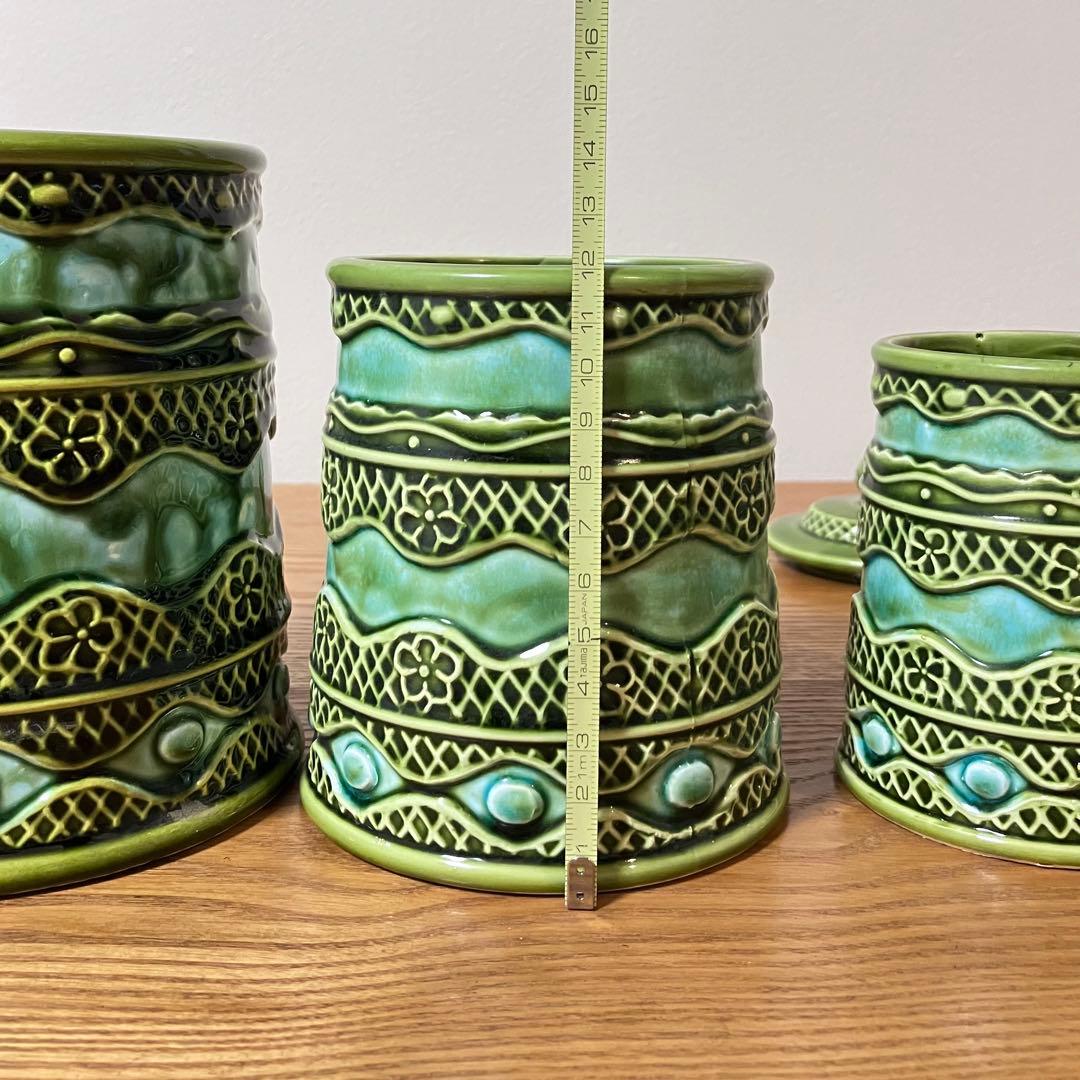 ヴィンテージ 陶器製 蓋付きキャニスター ジャー