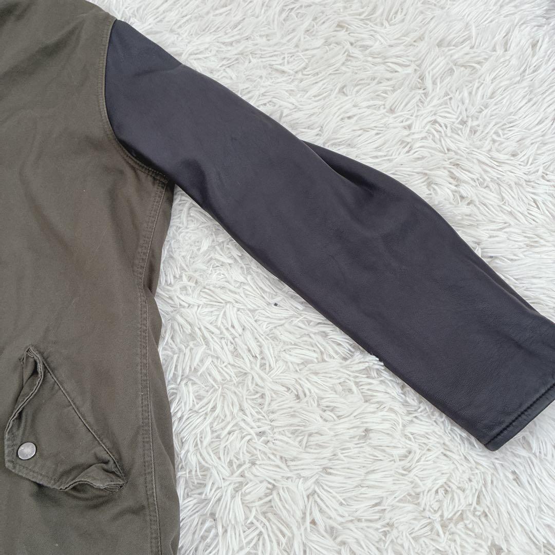 VIRGO モッズコート 変形デザイン ファー カウレザー 切替 カーキ 3