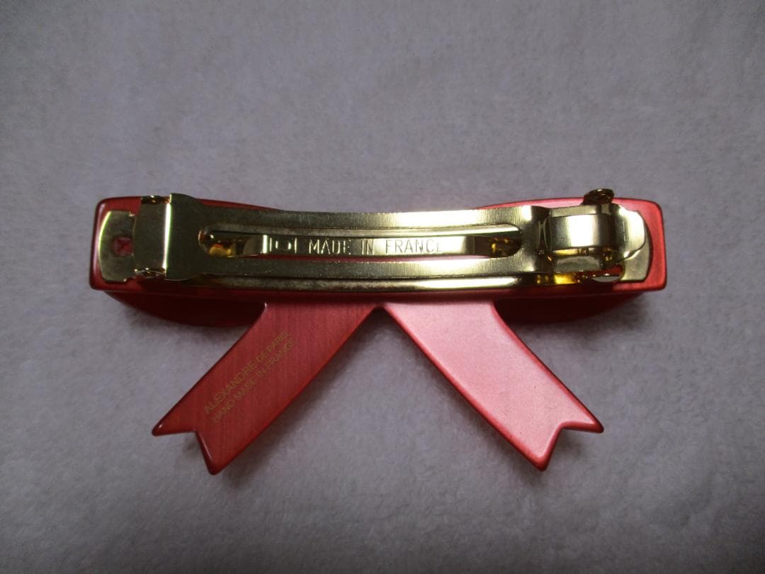 未使用自宅保管 アレクサンドルドゥパリ　リボンバレッタ　赤②　保存袋付き