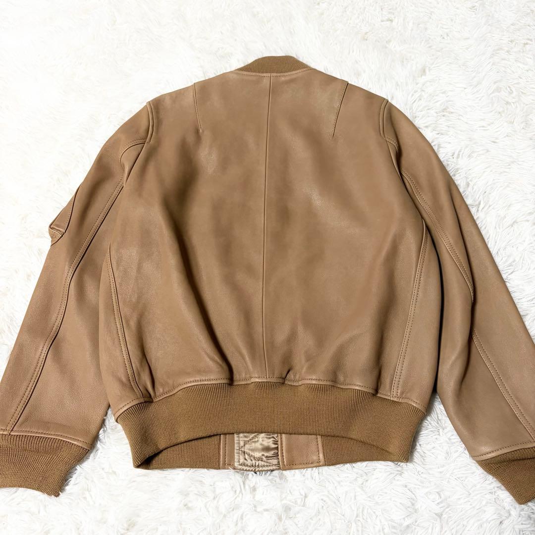 【極美品】ロンハーマン ma-1 ラムレザージャケット XS ベージュ系