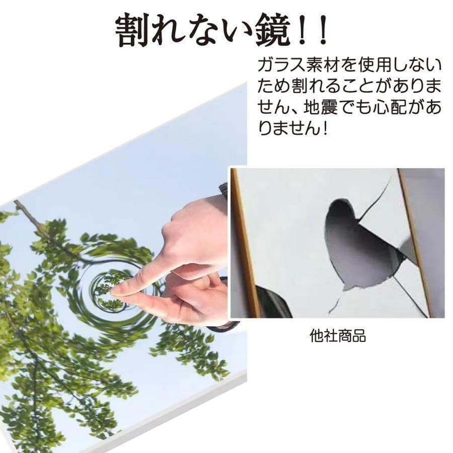【中古】ダンスミラー 割れない鏡 幅100x160cm 姿見 金色 8番