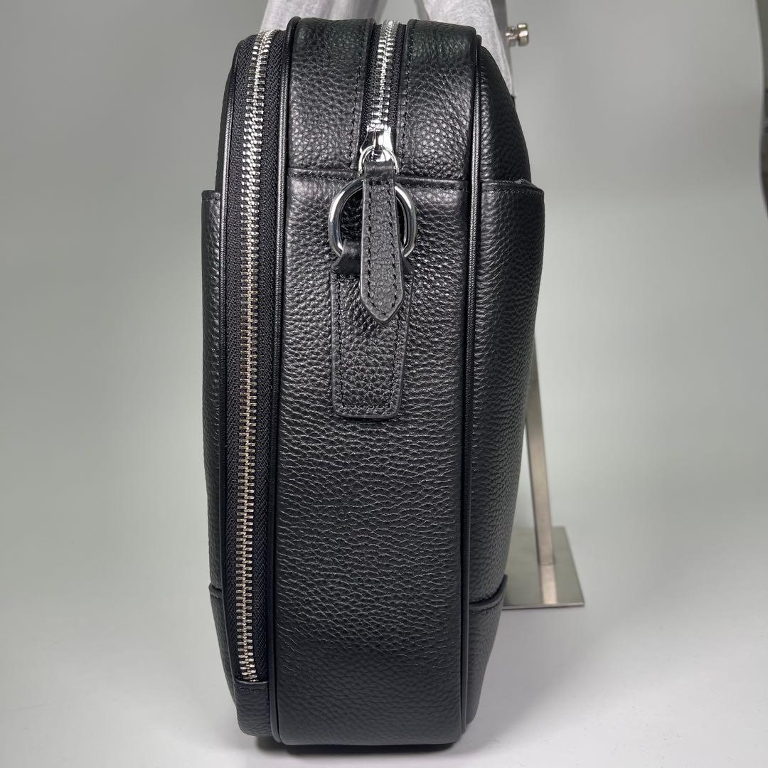 【新品✨】高級メンズビジネスバッグブリーフケース黒オールレザーシボ革2WAY
