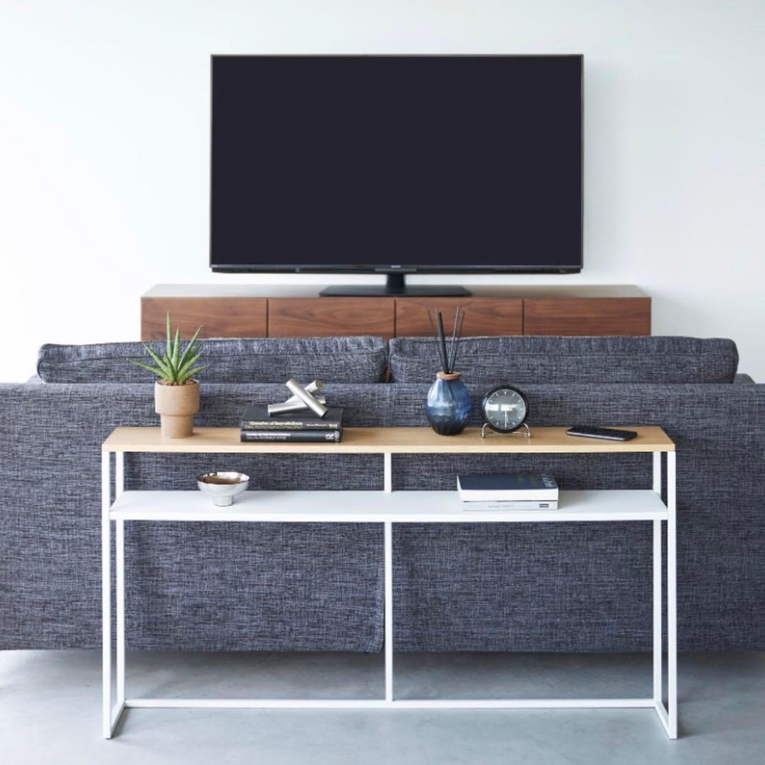 tower ソファ裏コンソールテーブル 棚付き ホワイト