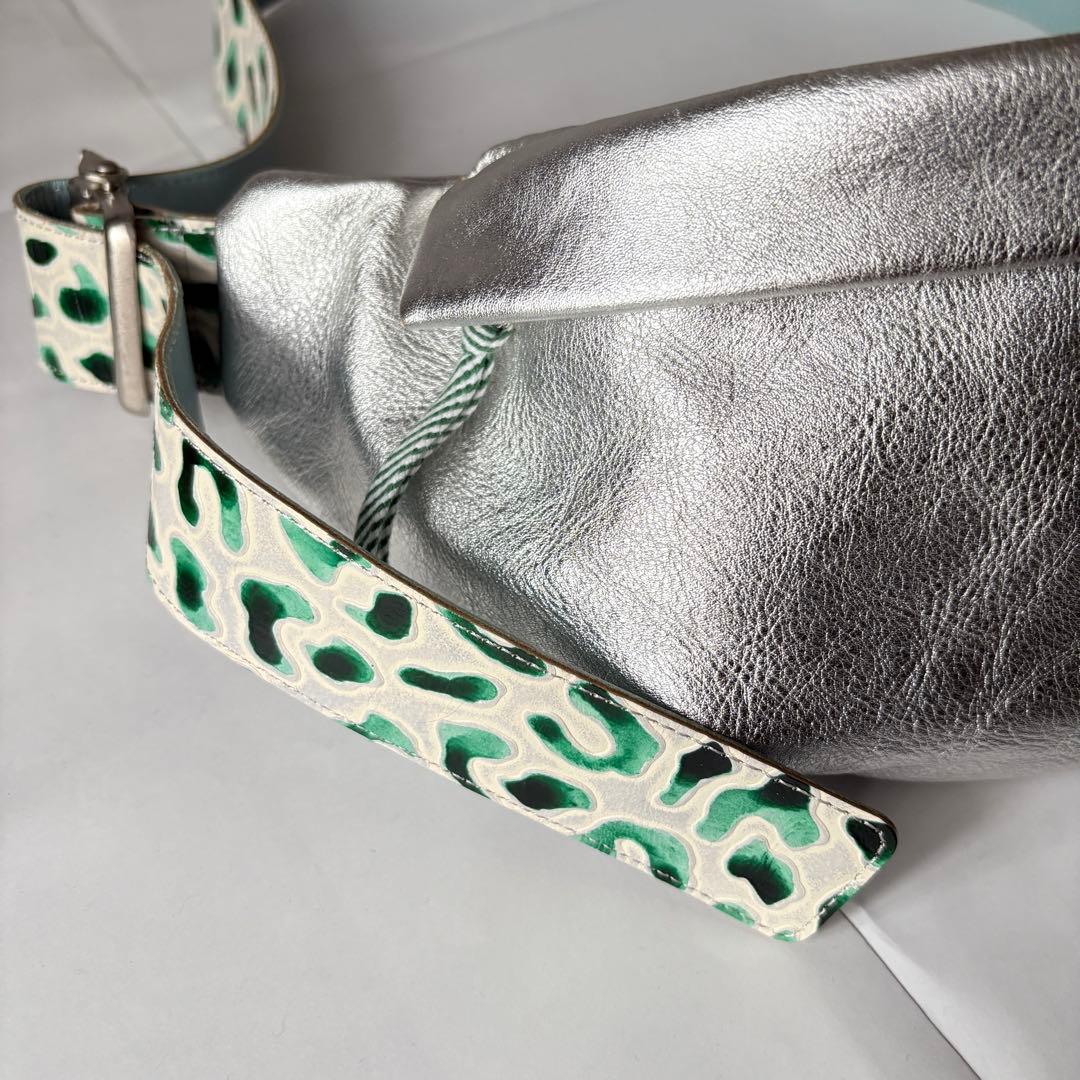 JUCO.ジュコ 日本製 レザー ウエストバッグ シルバー 本革 ハンドメイド