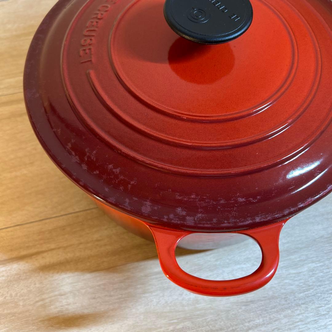 ルクルーゼ　ココットロンド　24cm チェリーレッド　両手鍋　鍋
