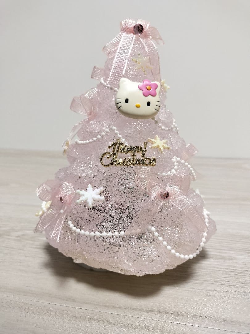 サンリオ ハローキティライト付きクリスマス クリアツリー ピンク オルゴール付き